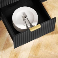 HOMCOM Aparador para Sala 120x40x90 cm 3 Gavetas Prateleiras Reguláveis Portas Caneladas Preto(m-5)