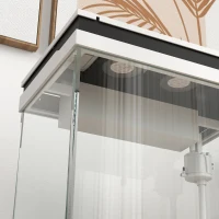 PawHut Aquário de Cristal de 14 L Aquário Pequeno com Sistema de Filtração Iluminação LED 30x20x33 cm Branco(m-5)