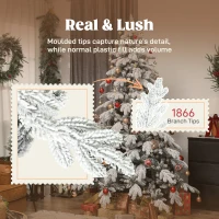 HOMCOM 7ft Super Flocked Christmas Tree - Green/White(m-5)