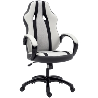 HOMCOM Silla Gaming Tapizada en PU y Malla Silla Gamer Giratoria con Función de Basculante Altura Ajustable Gris