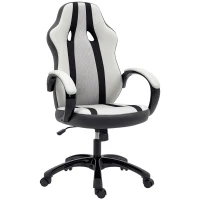 HOMCOM Silla Gaming Tapizada en PU y Malla Silla Gamer Giratoria con Función de Basculante Altura Ajustable Gris(m-1)