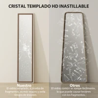 HOMCOM Espejo de Cuerpo Entero 157x37 cm con Marco Bicolor Espejo de Pie Inclinado o Colgante Blanco y Marrón(m-7)