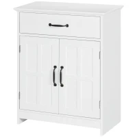 Kleankin Armário de Casa de Banho com 2 Portas Prateleira Ajustável 1 Gavetas 60x30x75 cm Branco(m-7)