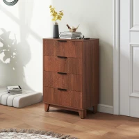 HOMCOM Cômoda 4 Gavetas Compacta Efeito Madeira Castanho 60x36x90 cm(m-4)