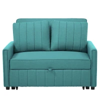 Multifunctional Folding Sofa Bed with Adjustable Backrest and 2 Cushions, Daybed Ideal for Small Homes, 127L x 75-180W x 94H cm, Green(m-12)