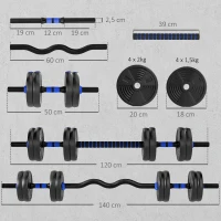 SPORTNOW Kit Halteres Ajustáveis 15 Kg 3 em 1 Azul(m-3)