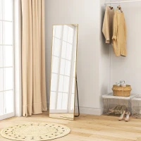 HOMCOM Espejo de Pie Cuerpo Entero de Aleación de Aluminio Espejo de Pared con 2 Formas de Uso Rectangular 50x161,5x2 cm Dorado(m-9)