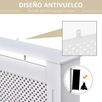 HOMCOM Cubreradiador de MDF Cubierta para Radiador con Listones para Salón Dormitorio Pasillo 151,5x19x82 cm Blanco(m-6)