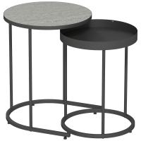 HOMCOM Round Nesting Side Table Set of 2 - Grey