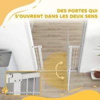 PawHut Barreira de Segurança para Animais 76-104 cm Trava Dupla Montagem por Pressão ou Parafusos Branco(m-4)