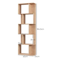 HOMCOM Estante em S 5 Níveis 60x24x184,5 cm Efeito Madeira Natural(m-3)