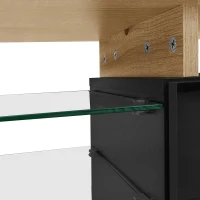 Modern TV Cabinet with LED Lighting and Storage Compartments, TV Stand for Living Room, 170L x 33W x 33.5H cm, Black+Natural(m-7)