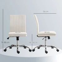 HOMCOM Cadeira de Escritório Sem Braços Ajustável 46-56 cm Giratória 360° Creme(m-3)