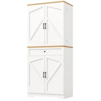 Tall Kitchen Sideboard with Maximised Storage and Anti-Tip Safety, Double-Door Cabinets for Dining Room, 80L x 40W x 180H cm, White(m-11)