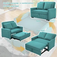Multifunctional Folding Sofa Bed with Adjustable Backrest and 2 Cushions, Daybed Ideal for Small Homes, 127L x 75-180W x 94H cm, Green(m-4)