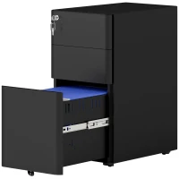 Vinsetto 3-Drawer Steel Filing Cabinet with Lock - Black(m-11)