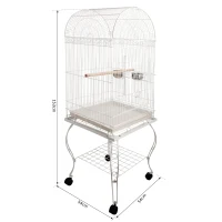 PawHut Grande volière cage à oiseaux design avec mangeoire perchoir suspendu plateau amovible étagère et roulettes 54L x 54l x 153H cm blanc(m-3)