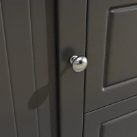 Tall Kitchen Sideboard Cabinet with App-Controlled Changing LED Lighting, Cupboard with Open Display Shelf, 120L x 40W x 180H cm, Black(m-9)