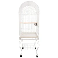 PawHut Grande volière cage à oiseaux design avec mangeoire perchoir suspendu plateau amovible étagère et roulettes 54L x 54l x 153H cm blanc(m-4)