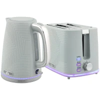 HOMCOM Modern Kettle and Toaster Set - Grey(m-1)