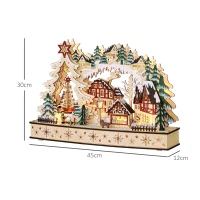 HOMCOM Aldeia de Natal Iluminada Madeira com 20 LEDs 45x12x30 cm(m-3)