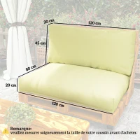 Outsunny Almofadas para Palete Euro 2 Peças 120x80 + 120x45 cm 20 cm Laváveis Bege(m-3)