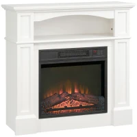 Șemineu electric HOMCOM cu mantă și efect flăcări 3D, 1.800 W, alb(m-1)