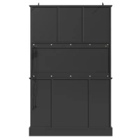 Tall Kitchen Cabinet with Open Middle Shelf and Five Drawers, Large Storage Cupboard for Dining Room, 115L x 40W x 180H cm, Black(m-13)
