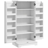 HOMCOM Buffet de Cozinha 5 Níveis com Portas e Prateleiras Reguláveis 60x40x120 cm Creme