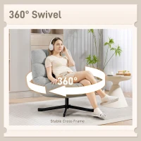 HOMCOM Sillón giratorio con asiento extra ancho, chenilla repelente, base cruzada — gris claro(m-4)