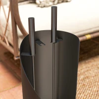 Outsunny Conjunto Servente para Lareira 4 Peças em Metal Preto 20x20x65 cm(m-5)