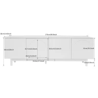 Modern Lowboard TV Cabinet with Push-to-Open Doors and Adjustable Shelves, TV Stand for Living Room, 175L x 38W x 56H cm, White(m-4)