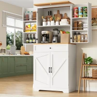 Tall Kitchen Sideboard with Maximised Storage and Anti-Tip Safety, Double-Door Cabinets for Dining Room, 80L x 40W x 180H cm, White(m-7)