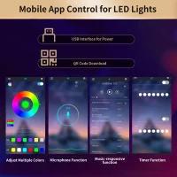 Tall Kitchen Sideboard Cabinet with App-Controlled Changing LED Lighting, Cupboard with Open Display Shelf, 120L x 40W x 180H cm, Black(m-6)