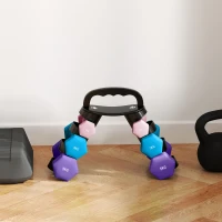 SPORTNOW Conjunto de Halteres Hexagonais 2x1kg 2x3kg 2x5kg com Suporte Conversível (Kettlebell) Multicor(m-5)