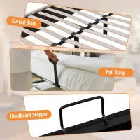 Upholstered Double Bed with LED Lighting and USB‑C Charging Station, Bed Frame with Padded Headboard, 200L x 140W x 117H cm, Beige(m-7)