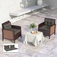 Outsunny Conjunto 4 Almofadas de Jardim (2 Assento + 2 Encosto) Capitonê Cinza Antracite(m-2)