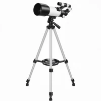 Outsunny Telescopio astronomico 70 mm, 0x/16x, con treppiede regolabile, Bianco(m-5)