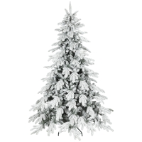 HOMCOM 7ft Super Flocked Christmas Tree - Green/White