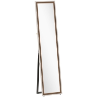 HOMCOM Espejo de Cuerpo Entero 157x37 cm con Marco Bicolor Espejo de Pie Inclinado o Colgante Blanco y Marrón