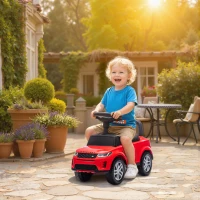 AIYAPLAY Auto cavalcabile 2-in-1 LAND ROVER DISCOVERY per 18-36 mesi con vano, maniglia e spondina rimovibili, Rosso(m-5)