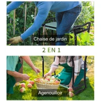 Outsunny Tabouret de Jardin Pliable agenouilloir de Jardin siège Jardinage avec Coussin Acier EVA Noir Vert(m-4)