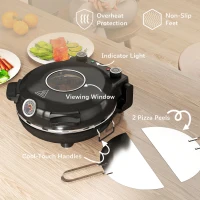 HOMCOM 1200W Pizza Oven, 12 Inch Electric Pizza Maker with Viewing Window, Dual Knob Temp & Timer Control, Overheat Protection, Black(m-7)