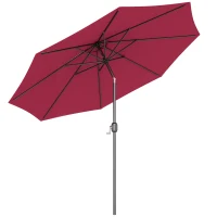 Outsunny Parasol de jardin extérieur Parasol droit inclinable Ø 3 m en métal Rond Polyester 180g/m² manivelle inclinable Bordeaux(m-1)