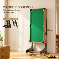 SPORTNOW Tavolo da Gioco 13 in 1 Pieghevole con Calciobalilla, Ping Pong, Hockey, Biliardo, Scacchi e Altri, Noce(m-5)