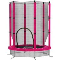 AIYAPLAY 4.6ft Toddler Trampoline w/ Safety Enclosure Net, for Indoor Outdoor Use, Ages 3-6 Years, Pink(m-11)