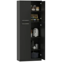 HOMCOM Mobile Contenitore Minimal con 2 Armadietti e Mensole Regolabili, in Legno Nero, 59x31x155 cm(m-11)