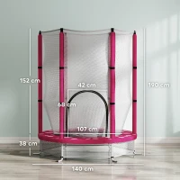 AIYAPLAY 4.6ft Toddler Trampoline w/ Safety Enclosure Net, for Indoor Outdoor Use, Ages 3-6 Years, Pink(m-3)