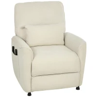 HOMCOM Poltrona Relax com Aquecimento Lombar e Massagem por Vibração Poltrona Reclinável com Função de Memória 88x93x102 cm Creme(m-11)