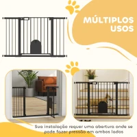 PawHut Barreira de Segurança de Animais de Estimação para Escadas e Portas com Aberturas de 75-131 cm com 3 Extensões Preto(m-8)